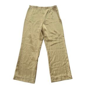 Lafayette 148 New York Cream Silk Blend Pants Womens Size 12 Satin Trousers